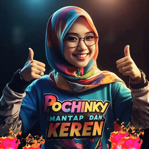 a woman wearing a pochinky mantap dan keren shirt gives a thumbs up sign