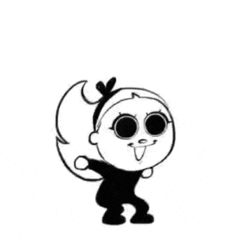 a black and white drawing of a girl wearing sunglasses and dancing .