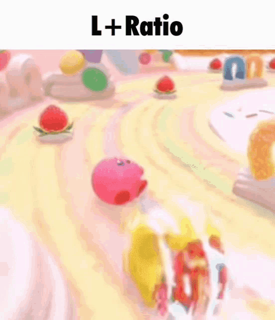 a cartoon character is driving a car on a candy road in a video game .