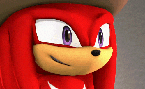 a close up of knuckles the echidna 's face